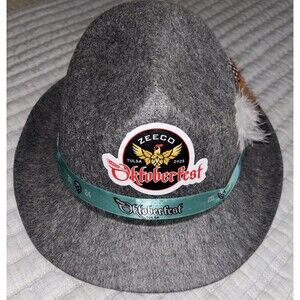 ZEECO 2025 Tulsa Oktoberfest Gray Bavarian Style Hat with Feathers